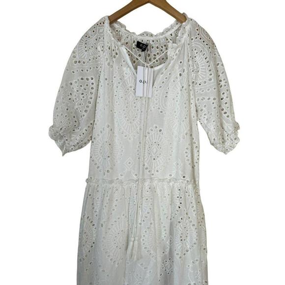 OPT Maxi Long White Eyelet Tiered Cotton Dress Small - Picture 3 of 5